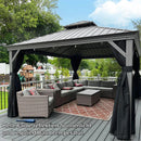 PURPLE LEAF Patio-Pavillon für den Garten Hardtop aus verzinktem Stahl mit verbesserten Vorhängen Arktis Grau