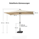 PURPLE LEAF Sonnenschirm Alu Gartenschirm mit Schirmständer, 30° Neigung, Terrassenschirm Tischschirm, Wasserdichter Mittelstockschirm für Garten & Markt