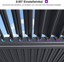 PURPLE LEAF Lamellen Pergola Lamellendach mit LED-Lichtleiste für Garten Terrasse, Grau