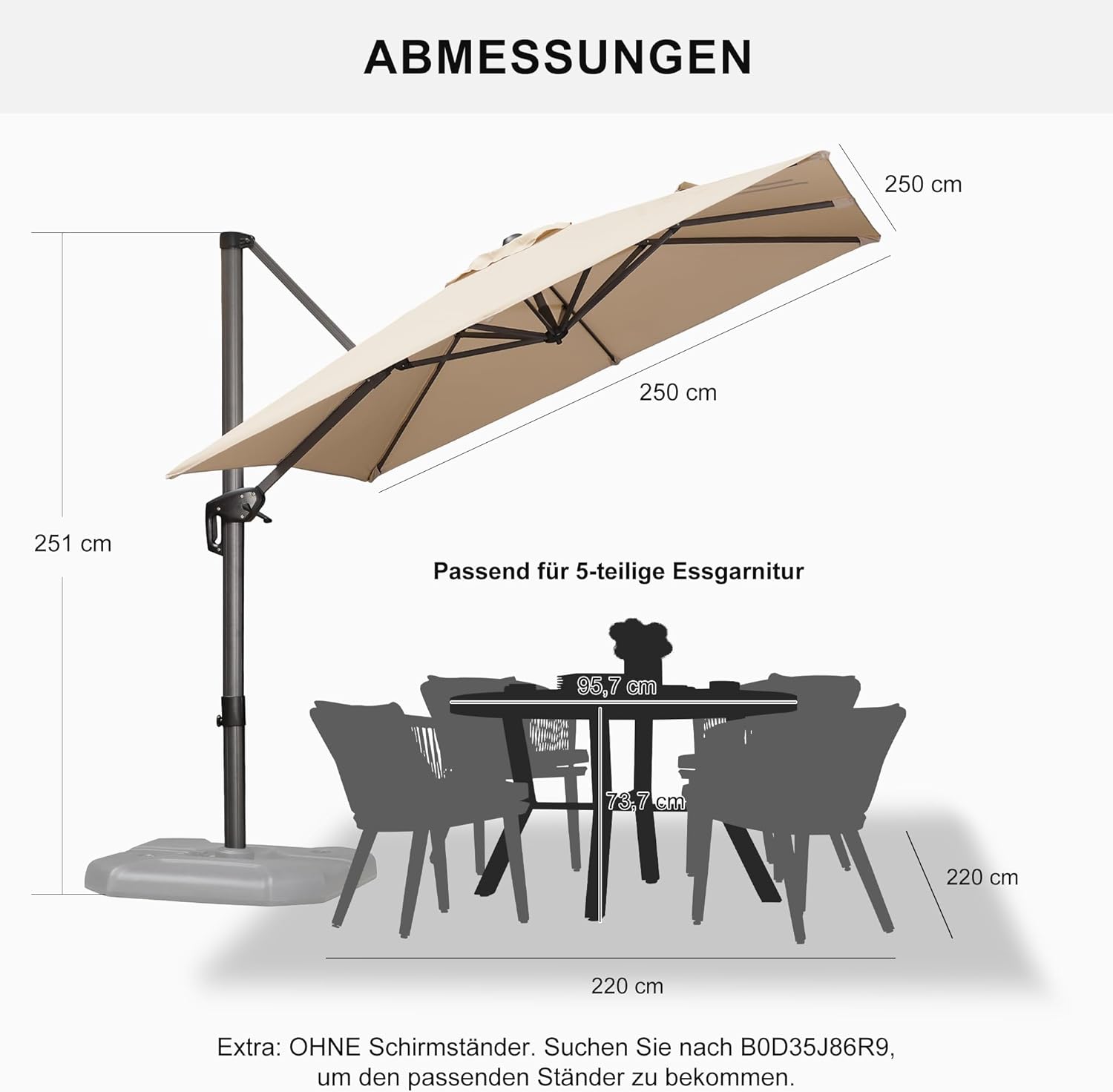 purple leaf sonnenschirm für Hotel & Terrasse​​ mit 120°-Drehsystem