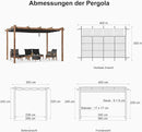 PURPLE LEAF Garten Pavillon Pergola 300 x 400 cm Aluminum, Pergola Wasserdicht Sonnendach mit Schiebedach, Garten-Pergola Mit Markisenschutz