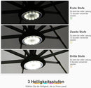 PURPLE LEAF Sonnenschirm Beleuchtung Licht Hell Sonnenschirmbeleuchtung mit 4 Modi 12 Farben, mit Batterie Betrieben und USB Aufladen, für Garten Strand Party Camping