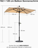 PURPLE LEAF Mittelstock-Sonnenschirm mit Kurbel & Neigungsfunktion – ideal für Terrasse und Garten