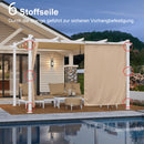 PURPLE LEAF Ausziehbare Outdoor Pergola mit Doppel-Sonnensege & Seitenschutzvorhängen  Weiße Aluminium-Pergola  Moderne Terrassen-Markise für Garten Hof&Terrasse kaki