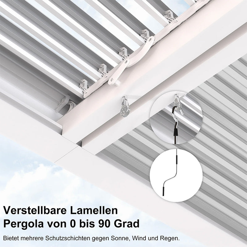 PURPLE LEAF Lamellen Pergola lamellendach Moderne weiße Pergola mit verstellbarem Dach für Terrasse Hinterhof Garten