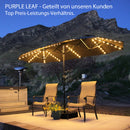 PURPLE LEAF Doppelseitiger Sonnenschirm mit LED-Beleuchtung – inklusive Sockel für den Außenbereich