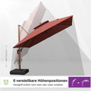 PURPLE LEAF Garten Sonnenschirm, quadratischer Alu Holzoptik Ampelschirm Überhang mit Kurbelgriff und Neigung für Balkon