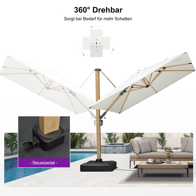 PURPLE LEAF Holzmaserung Ausleger-Sonnenschirm Aluminium Outdoor-Sonnenschirme