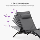 PURPLE LEAF Sonnenliegen 2er Set, Aluminium Gartenliegen mit Beistelltisch und Kissen, schnell trocknende Liege wetterfest, verstellbar in 5 Positionen, stapelbar.