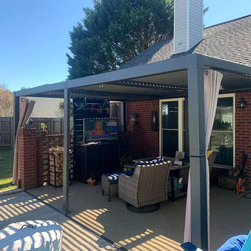 PURPLE LEAF Lamellen Pergola Outdoor Aluminium Pergola mit Verstellbarem Lamellendach für Terrasse und Garten Grau