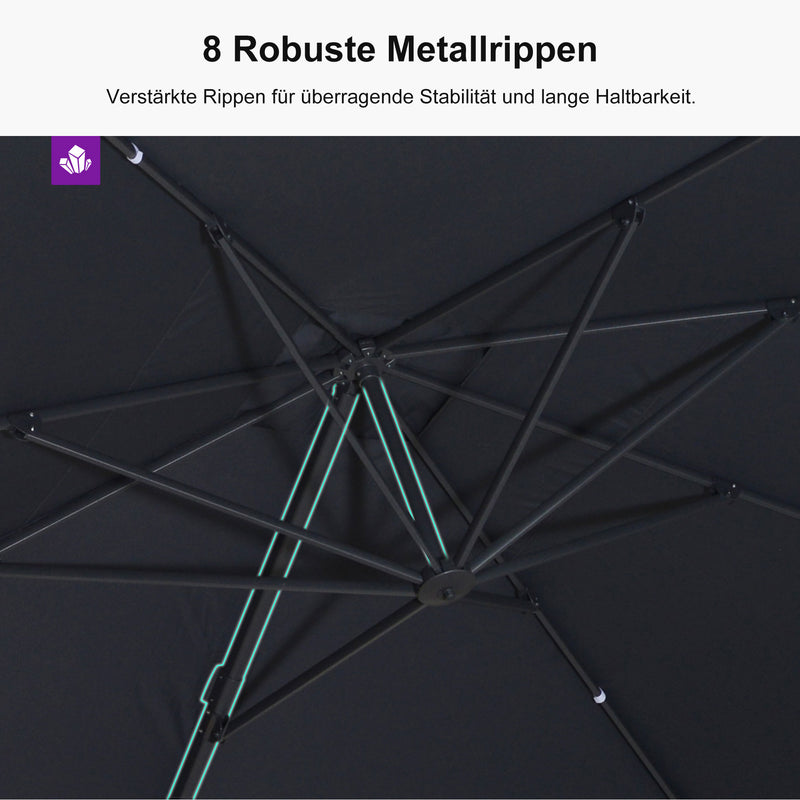 PURPLE LEAF Stufenlos neigbarer Freischwinger-Sonnenschirm Preisgünstiger Sonnenschirm für den Außenbereich