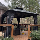 PURPLE LEAF Graues Hardtop-Pavillon mit strapazierfähigem verzinktem Stahl-Dach in Doppeldach-Ausführung mit Netz und Vorhängen