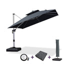 PURPLE LEAF klassisches Sonnenschirm Set – Ampelschirm mit Ständer und integrierter LED-Beleuchtung, 360° drehbar, mit Kurbel