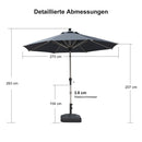 PURPLE LEAF Sonnenschirm Alu Gartenschirm mit Schirmständer, 30° Neigung, Terrassenschirm Tischschirm, Wasserdichter Mittelstockschirm für Garten & Markt