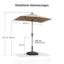 PURPLE LEAF Sonnenschirm Alu Gartenschirm mit Schirmständer, 30° Neigung, Terrassenschirm Tischschirm, Wasserdichter Mittelstockschirm für Garten & Markt