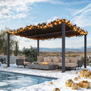 PURPLE LEAF Lamellen Pergola Outdoor Aluminium Pergola Freistehend Pergola mit Lamellendach Einstellbar Hardtop Pavillon,mit Geeignet für Garten Terrasse Hinterhof,Grau