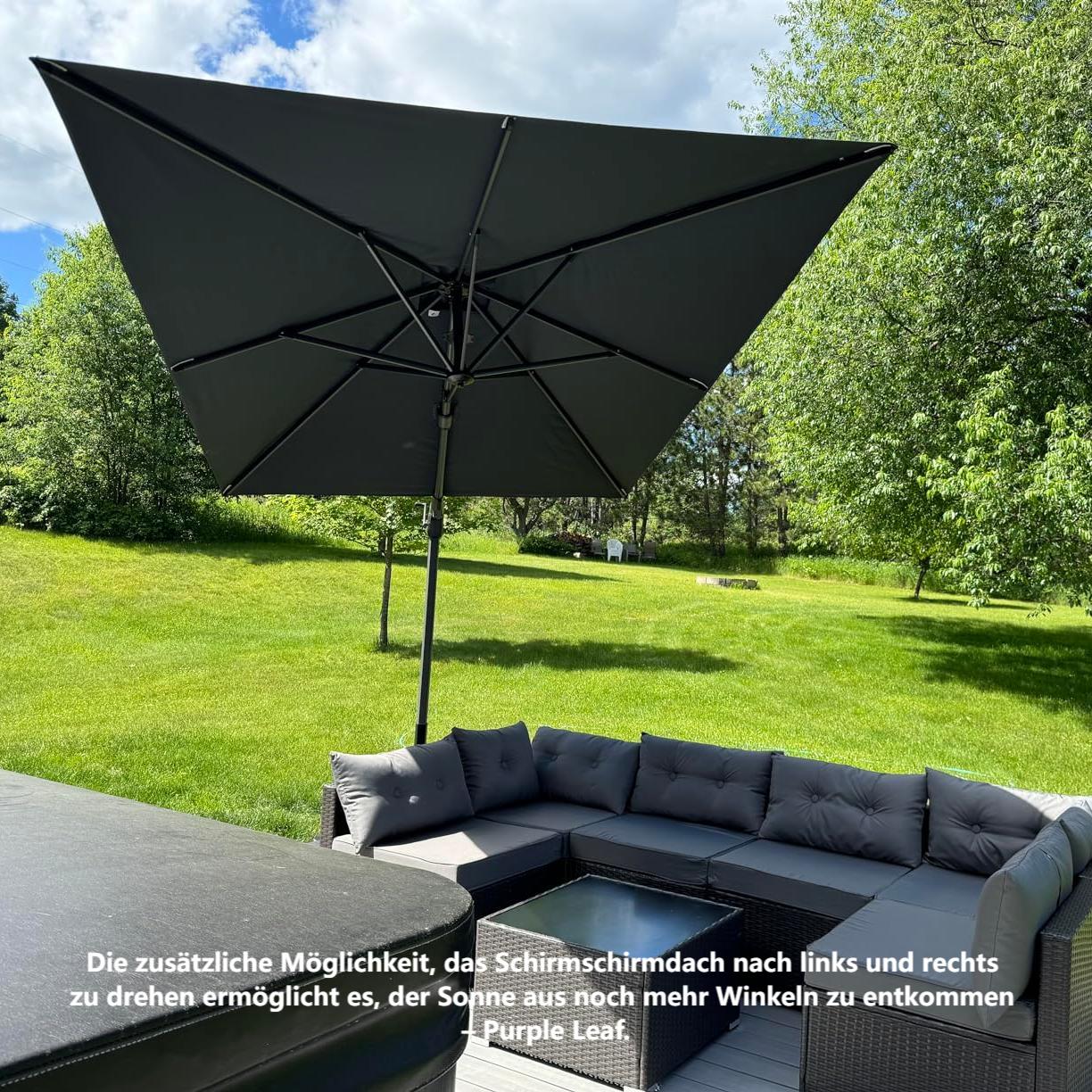 PURPLE LEAF Kippbarer Sonnenschirm für Garten​​ einstellbarer Neigungswinkel​