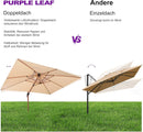 PURPLE LEAF Garten Sonnenschirm, quadratischer Alu Holzoptik Ampelschirm Überhang mit Kurbelgriff und Neigung für Balkon