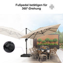 PURPLE LEAF Sonnenschirm Groß Ampelschirm mit Kurbel 360-Grad Drehbar mit Fußpedal für Terrasse, Balkon Sonnenschutz