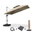 PURPLE LEAF klassisches Sonnenschirm Set – Ampelschirm mit Ständer und integrierter LED-Beleuchtung, 360° drehbar, mit Kurbel