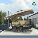 PURPLE LEAF Doppeldach-Kantilever-Terrassenschirm mit Schirmständer UV50+ Verblasungsbeständiger Outdoor-Sonnenschirm