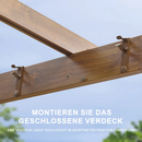 PURPLE LEAF Pergola Metall Holzoptik Garten Pavillon Aluminum Pergola Wasserdicht Sonnendach mit Schiebedach, Gartenpavillon Mit Markisenschutz milchweiße Lichterkette