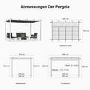 PURPLE LEAF Ausziehbare Outdoor Pergola mit Doppel-Sonnensege & Seitenschutzvorhängen  Weiße Aluminium-Pergola  Moderne Terrassen-Markise für Garten Hof&Terrasse kaki