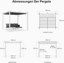 PURPLE LEAF Ausziehbare Outdoor Pergola mit Doppel-Sonnensege & Seitenschutzvorhängen  Weiße Aluminium-Pergola  Moderne Terrassen-Markise für Garten Hof&Terrasse kaki