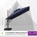 PURPLE LEAF Garten Sonnenschirm, quadratischer Alu Holzoptik Ampelschirm Überhang mit Kurbelgriff und Neigung für Balkon