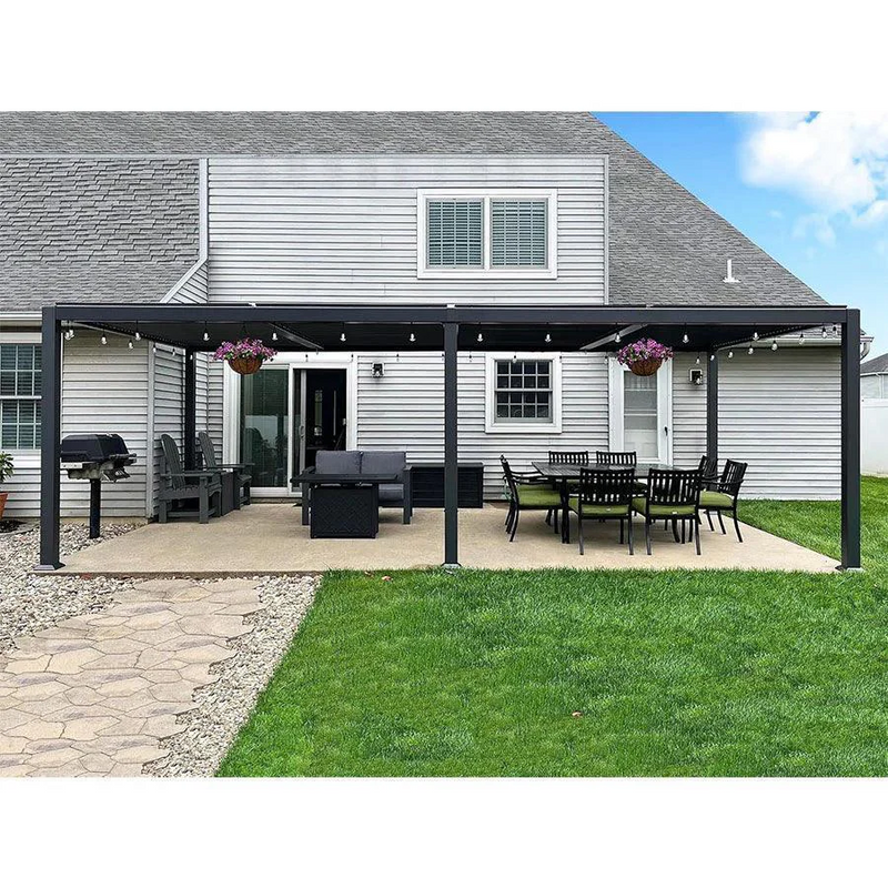 PURPLE LEAF Lamellen Pergola Outdoor Aluminium Pergola mit Verstellbarem Lamellendach für Terrasse und Garten Grau