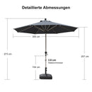 PURPLE LEAF Sonnenschirm Alu Gartenschirm mit Schirmständer, 30° Neigung, Terrassenschirm Tischschirm, Wasserdichter Mittelstockschirm für Garten & Markt