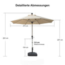 PURPLE LEAF Sonnenschirm Alu Gartenschirm mit Schirmständer, 30° Neigung, Terrassenschirm Tischschirm, Wasserdichter Mittelstockschirm für Garten & Markt