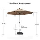 PURPLE LEAF Sonnenschirm Alu Gartenschirm mit Schirmständer, 30° Neigung, Terrassenschirm Tischschirm, Wasserdichter Mittelstockschirm für Garten & Markt