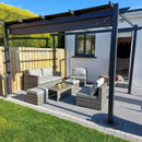 PURPLE LEAF Pergola Aluminium Einziehbare für den Außenbereich mit Sonnenschutzdach, Terrasse, Unterstand für Hinterhof, Metallgrill-Pavillon-PRG