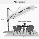 PURPLE LEAF LED Ampelschirm mit Kurbel 360-Grad Drehbar und Schirmständer
