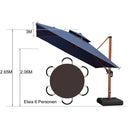 PURPLE LEAF Alu Sonnenschirm Groß Ampelschirm 300 x 300 cm Holzoptik Doppeldach Gartenschirm mit Kurbel 360° Drehbar Sonnenschutz UV50+