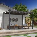 PURPLE LEAF Pergola Metall Garten Pavillon Aluminium Gazebo Wasserdicht Stabil Winterfest Gartenpavillon Mit Sonnenschutz Überdachung -milchweiße Lichterkette