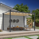 PURPLE LEAF Pergola Metall Garten Pavillon Aluminium Gazebo Wasserdicht Stabil Winterfest Gartenpavillon Mit Sonnenschutz Überdachung -milchweiße Lichterkette