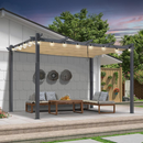 PURPLE LEAF Pergola Metall Garten Pavillon  Wasserdicht Stabil Winterfest Gartenpavillon Mit Sonnenschutz Überdachung mit Lichterkette - transparent