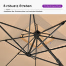 PURPLE LEAF Sonnenschirm Quadratischer Regenschirm Drehbar Neigbar mit 360°Rotation, Gartenschirm mit Kurbel
