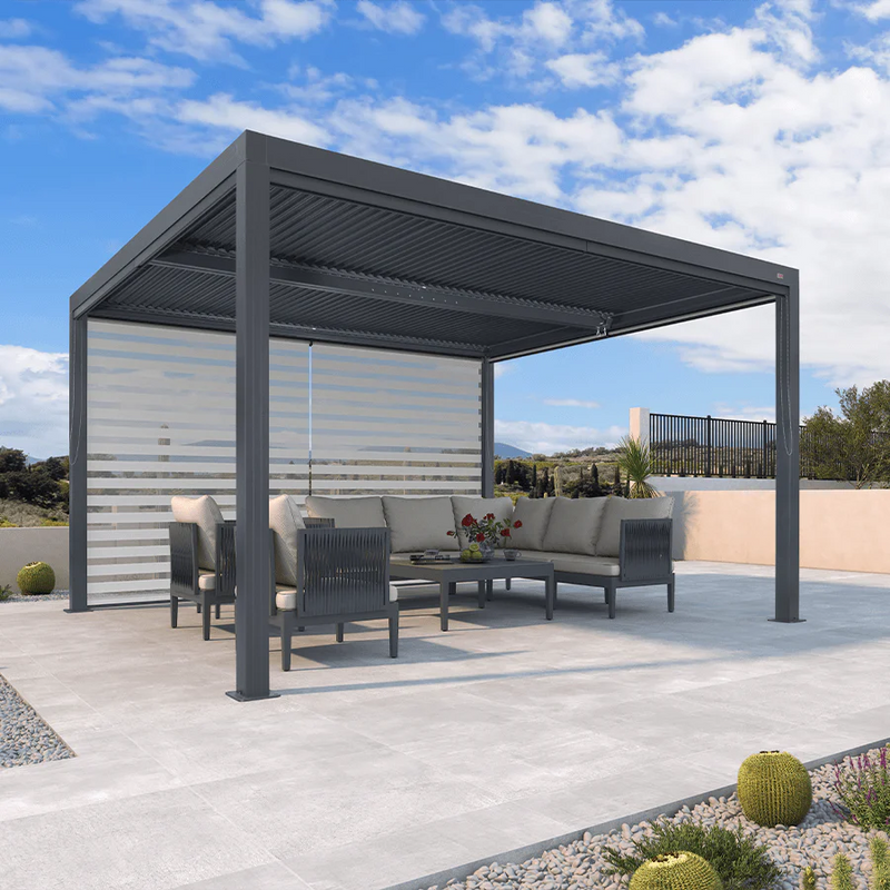 PURPLE LEAF Rollos für Lamellen Pergola Wärmedämmung UV-Schutz Sonnenschutz Waterproof-Gewebe  Sichtschutz pflegeleicht für Terrasse Seitenrollo