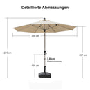 PURPLE LEAF Sonnenschirm Alu Gartenschirm mit Schirmständer, 30° Neigung, Terrassenschirm Tischschirm, Wasserdichter Mittelstockschirm für Garten & Markt