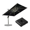 PURPLE LEAF Quadratischer Sonnenschirm mit LED-Solarbeleuchtung und Schirmständer