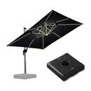 PURPLE LEAF Quadratischer Sonnenschirm mit LED-Solarbeleuchtung und Schirmständer
