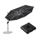PURPLE LEAF runden Sonnenschirm mit Led Solar Beleuchtung Ampelschirm Gartenschirm Terrassenschirm mit Kurbel, 360°Rotation