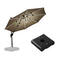 PURPLE LEAF Runder Sonnenschirm mit LED-Solarbeleuchtung und Schirmständer