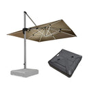 PURPLE LEAF Quadratischer Sonnenschirm mit LED-Solarbeleuchtung und Schirmständer