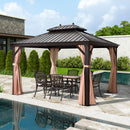 Pavillon 3 × 3,65 m am Pool, wasserdicht und robust, aus Aluminium mit verzinktem Stahldach und Moskitonetz