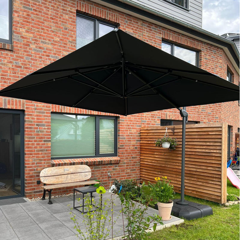PURPLE LEAF Sonnenschirm Groß Ampelschirm mit Kurbel 360-Grad Drehbar mit Fußpedal für Terrasse, Balkon Sonnenschutz