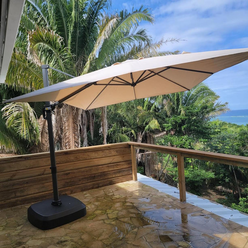 PURPLE LEAF Sonnenschirm Groß Ampelschirm mit Kurbel 360-Grad Drehbar mit Fußpedal für Terrasse, Balkon Sonnenschutz
